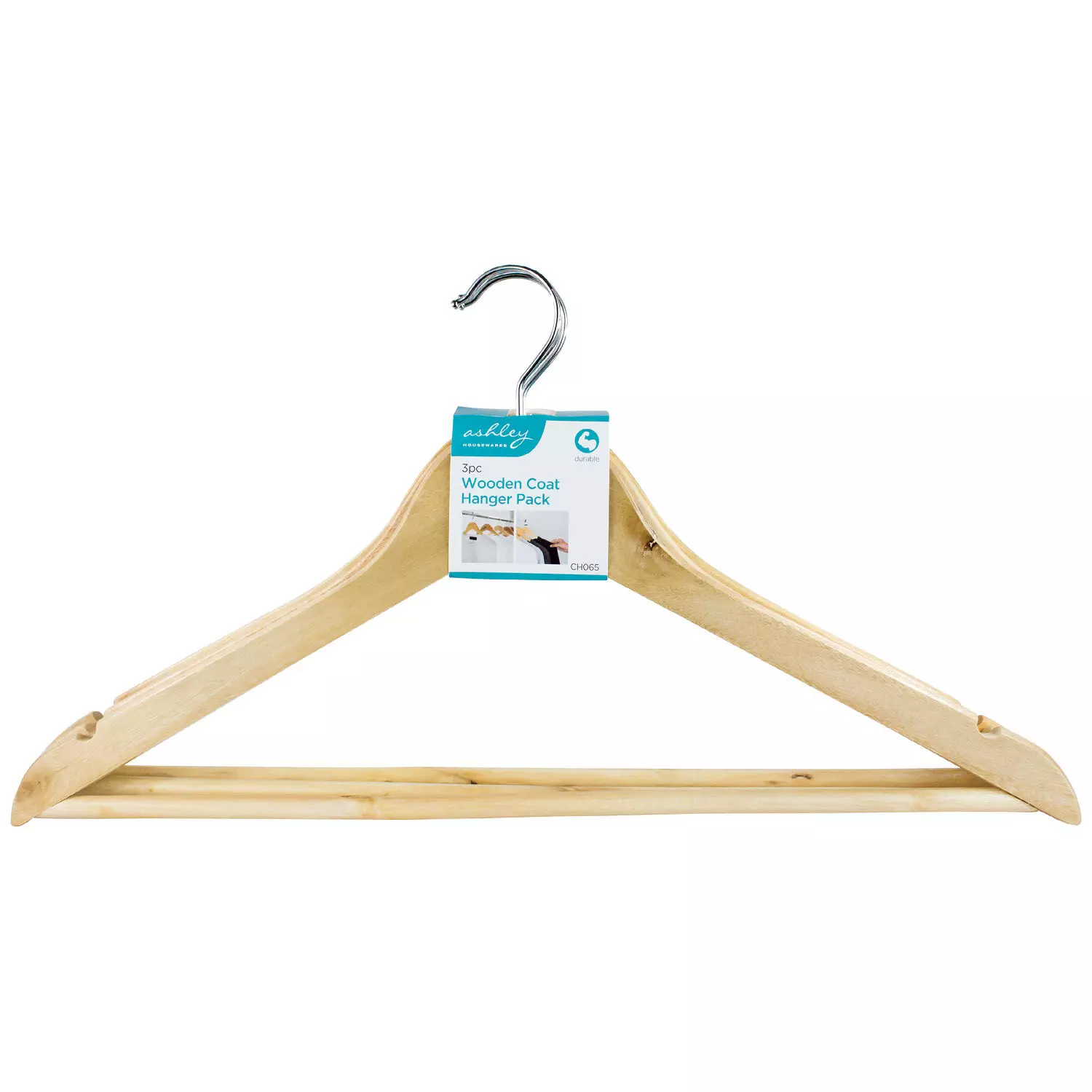 Ashley 3Pc Wooden Coat Hanger Pack Ashley 3Pc Wooden Coat Hanger Pack